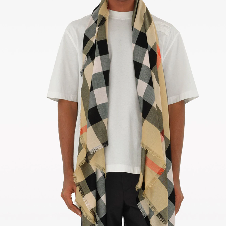 (Women) Burberry  Yellow Checkered Design Scarf. 8085839X 圖 5