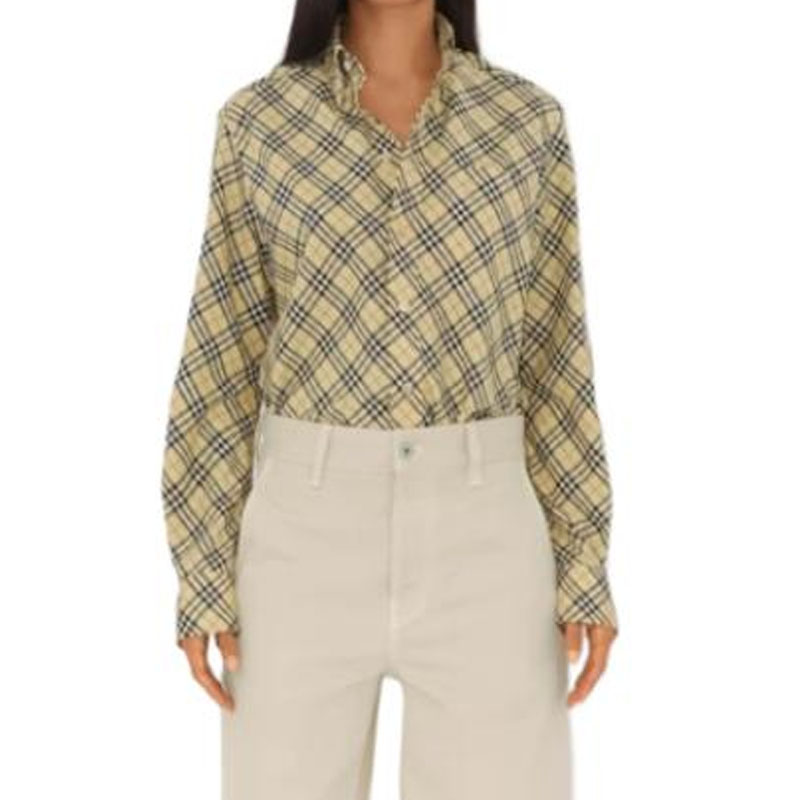 Shop (W) 博柏利 黄格长袖翻领衬衫. 80994641