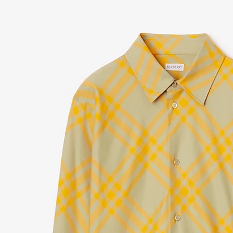 (Women) Burberry  Yellow Checkered Long Sleeve Loose-Fit Shirt. 80777961 圖 4
