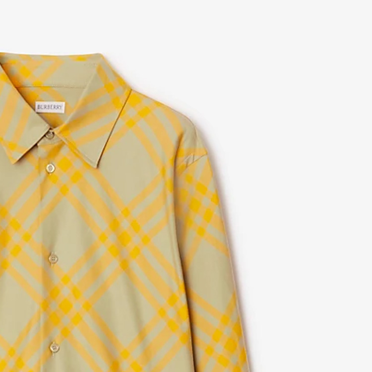 (Women) Burberry  Yellow Checkered Long Sleeve Loose-Fit Shirt. 80777961 圖 5