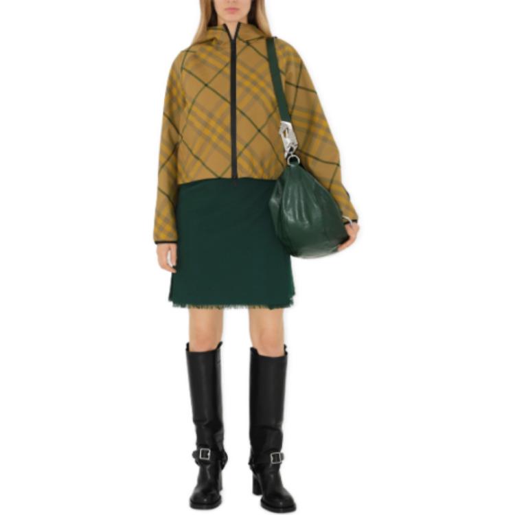 Shop (W) バーバリー イエローチェック ラグランスリーブ ジップアップフーディージャケット. 80823181