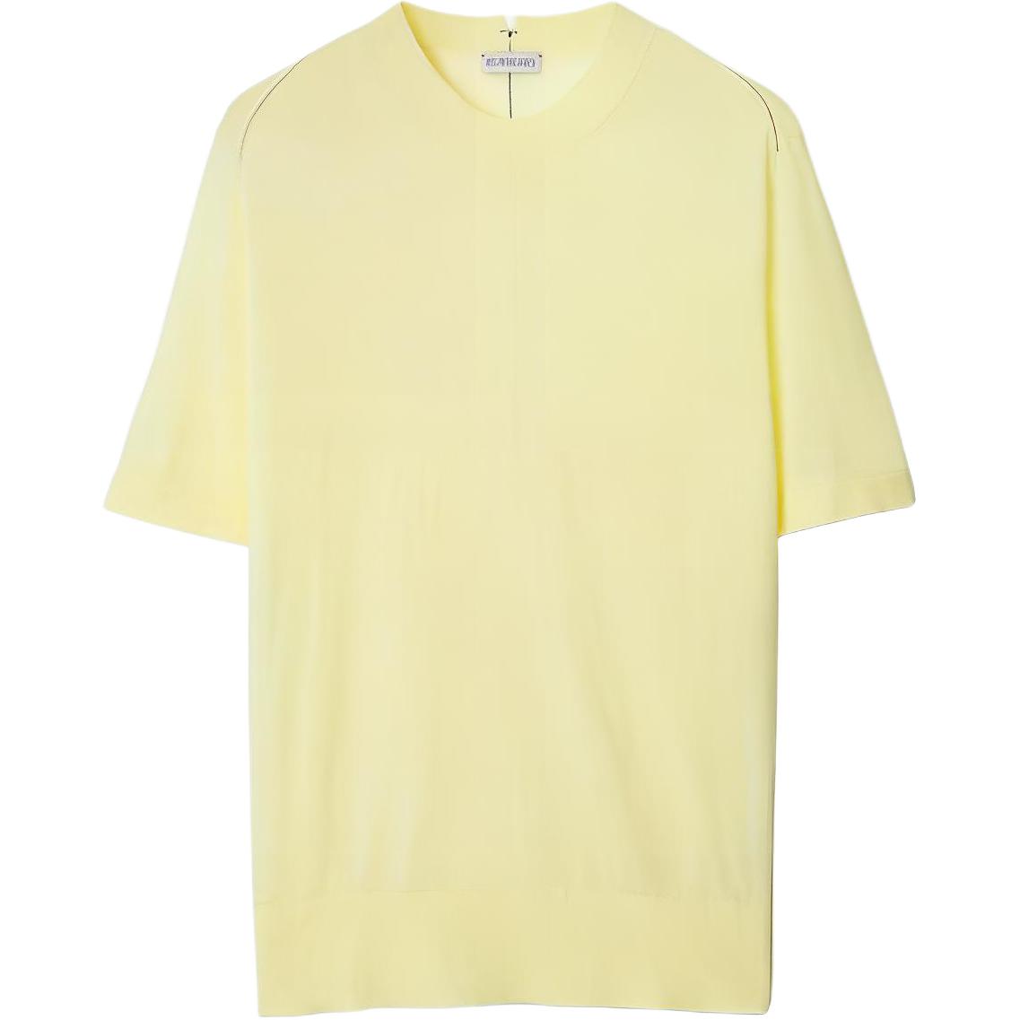 (Women) Burberry  Yellow Crew Neck Knit Short Sleeve Pullover Shirt 80836371