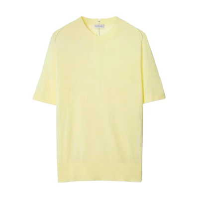 (Women) Burberry Yellow Crew Neck Knit Short Sleeve Pullover Shirt 80836371
