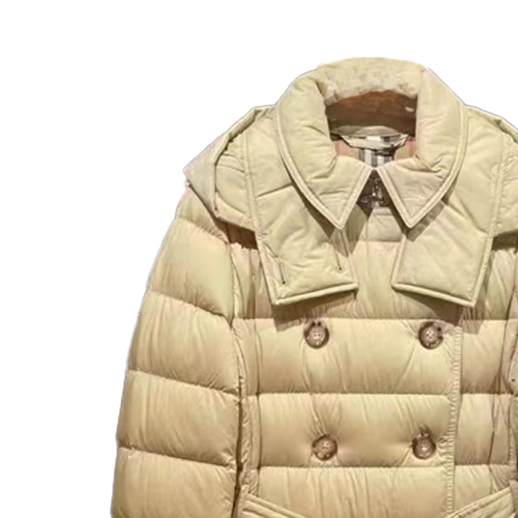 Shop (W) Burberry 黃色連帽雙排釦長款羽絨外套 80720851