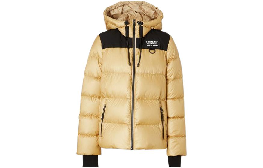 (Women) Burberry  Yellow Hooded Puffer Jacket with Logo Patch 80387481