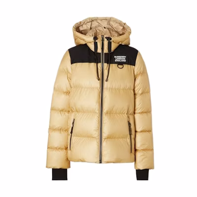 (Women) Burberry Yellow Hooded Puffer Jacket with Logo Patch 80387481