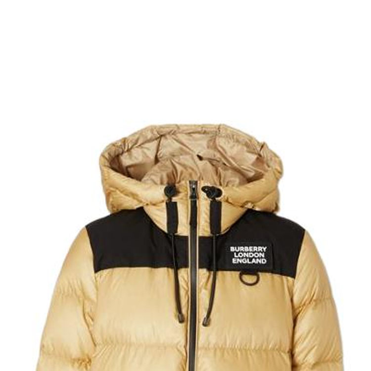 Shop (W) Burberry 黃色連帽羽絨外套附標誌貼章 80387481