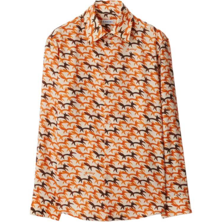 (Women) Burberry  Yellow Printed Long Sleeve Fitted Shirt. 80951581