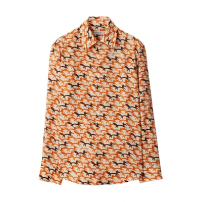 (Women) Burberry Yellow Printed Long Sleeve Fitted Shirt. 80951581