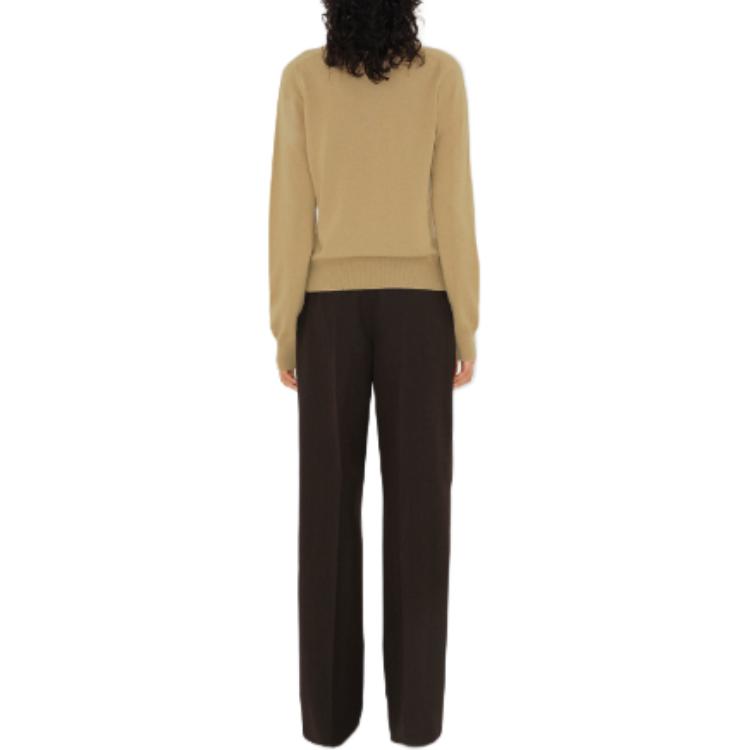 Shop (Women) Burberry  Yellow Solid Color Knit Crewneck Pullover Sweater 80963351