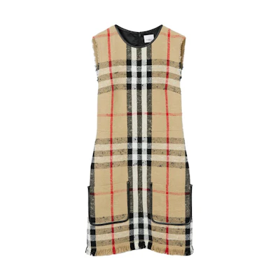 (Women) Burberry Yellow Striped Sleeveless Casual Loose Dress 80723231