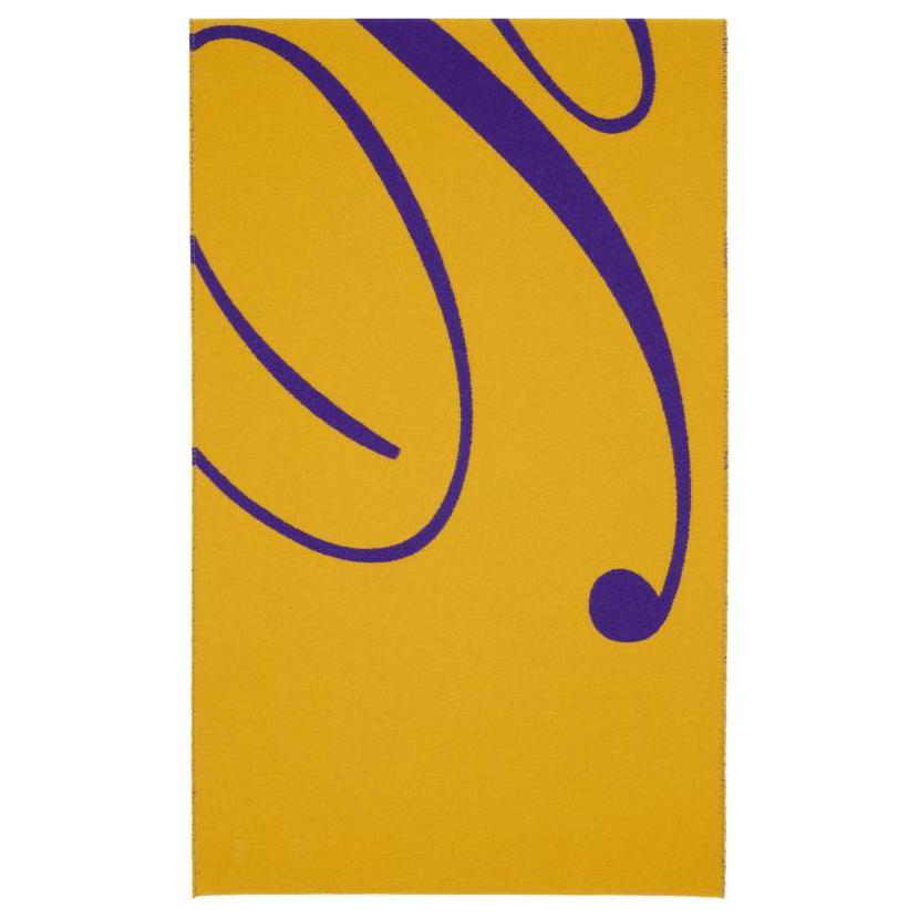 (Women) Burberry  Yellow Wool Silk Scarf with Logo Design 8079176