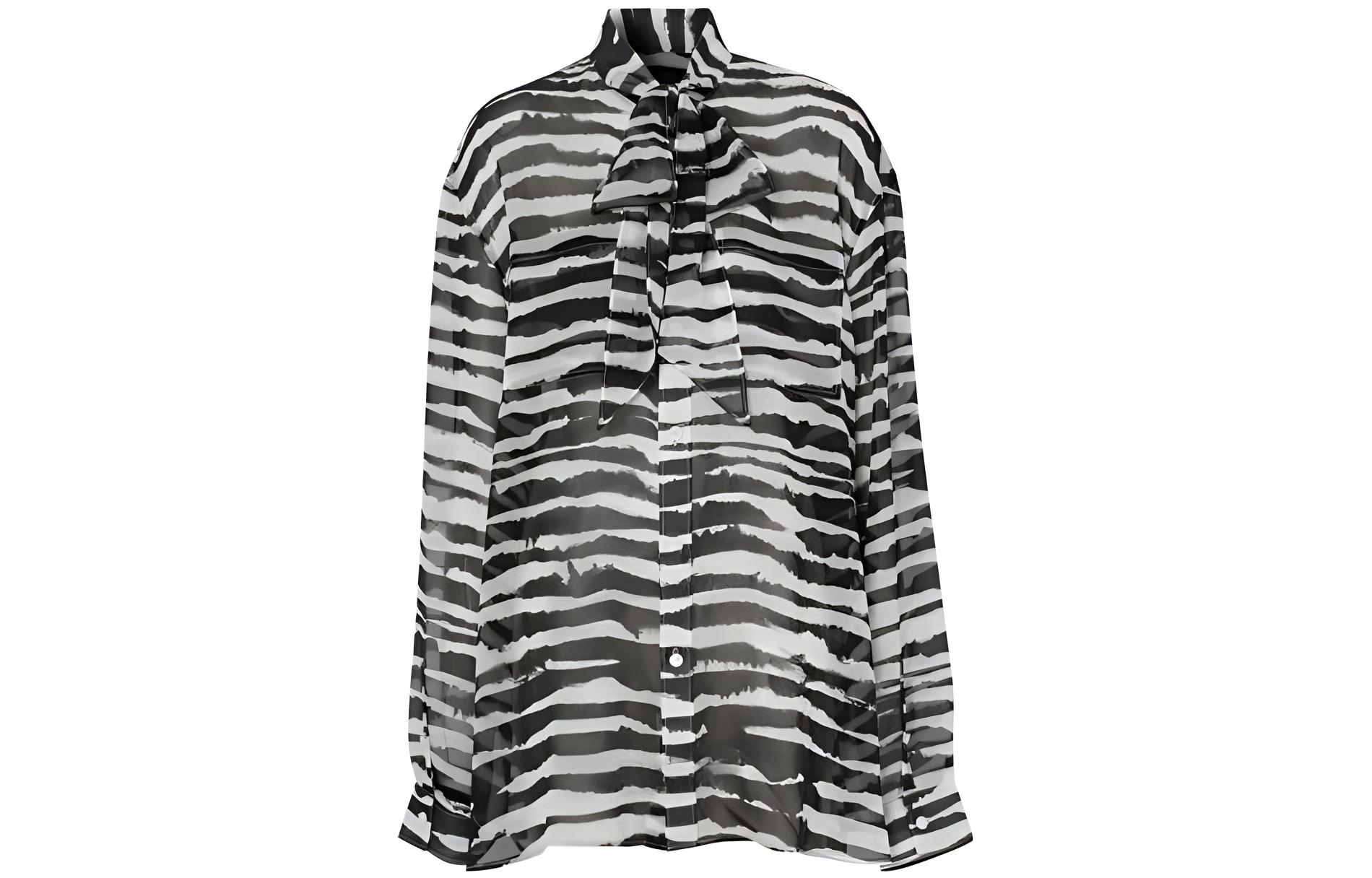 (Women) Burberry  Zebra Stripe Print Long Sleeve Button-Up Shirt 45645081