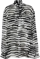 (Women) Burberry Zebra Stripe Print Long Sleeve Button-Up Shirt 45645081 (Women) Burberry Zebra Stripe Print Long Sleeve Button-Up Shirt 45645081