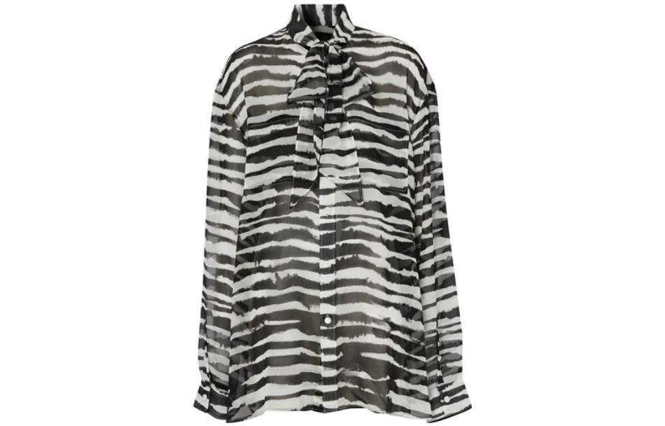(Women) Burberry  Zebra Stripe Print Long Sleeve Button-Up Shirt 45645081 圖 2