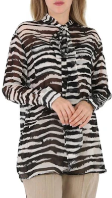 (Women) Burberry Zebra Stripe Print Long Sleeve Button-Up Shirt 45645081 Lookbook (Women) Burberry Zebra Stripe Print Long Sleeve Button-Up Shirt 45645081