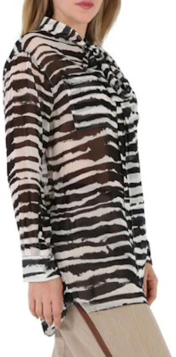 (Women) Burberry Zebra Stripe Print Long Sleeve Button-Up Shirt 45645081 Purchase (Women) Burberry Zebra Stripe Print Long Sleeve Button-Up Shirt 45645081
