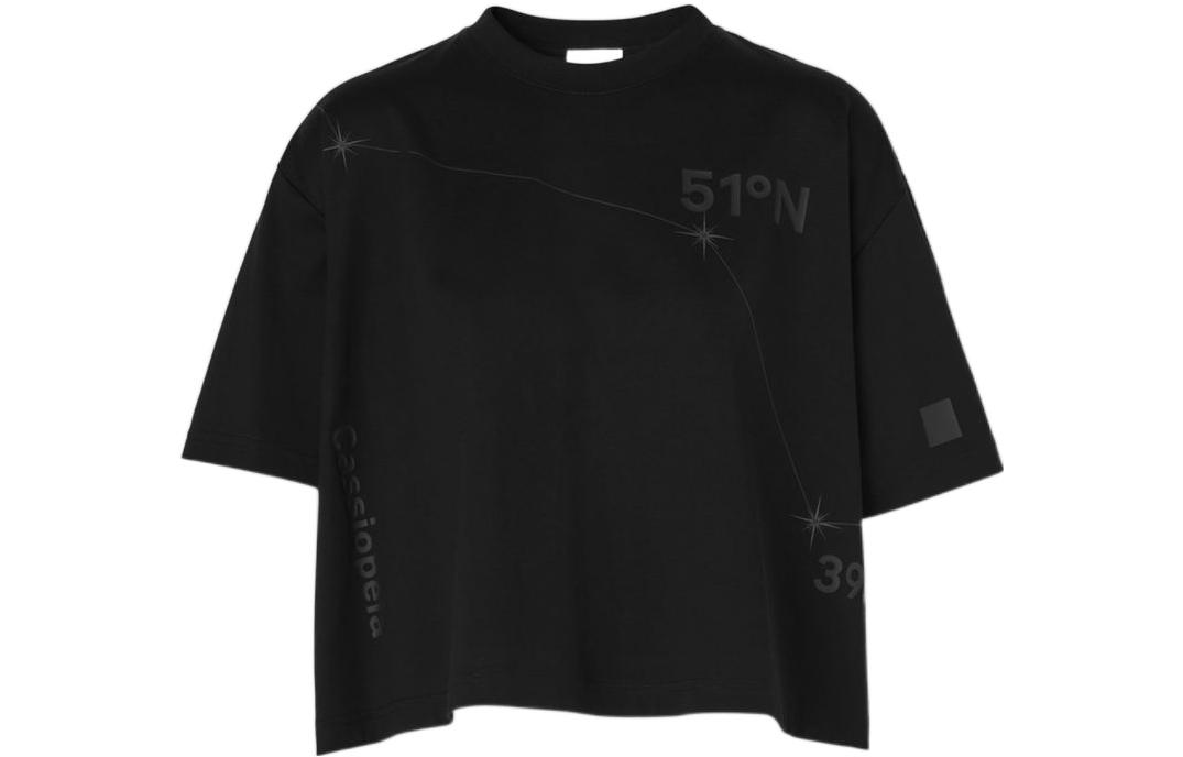 Order (W) Camiseta Negra de Manga Corta con Estampado Zodiac Burberry FW22 80614141