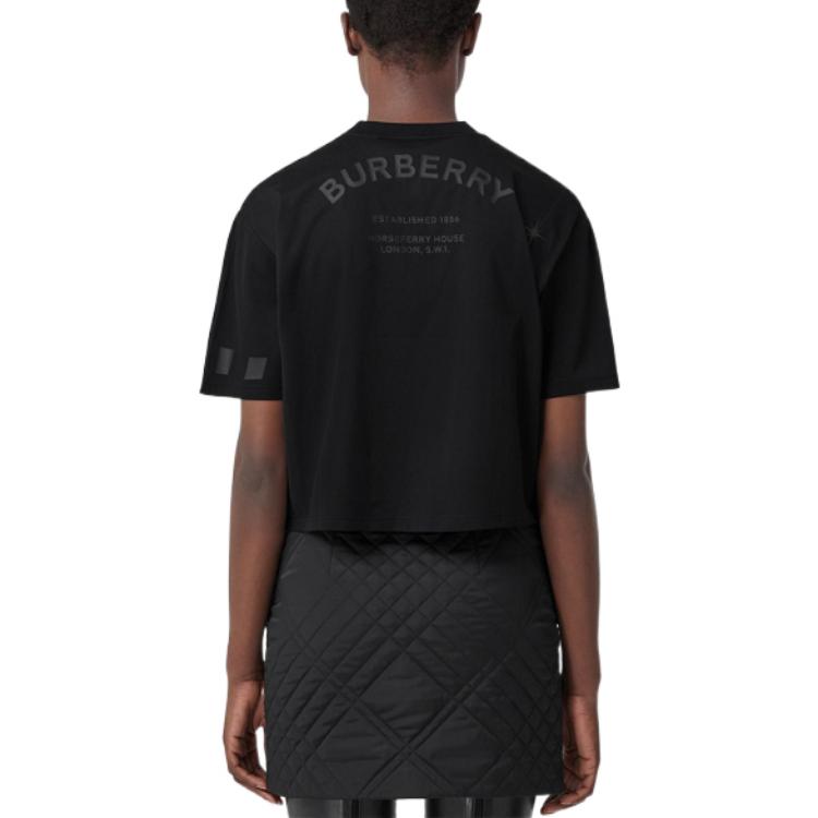 Shop (W) Camiseta Negra de Manga Corta con Estampado Zodiac Burberry FW22 80614141