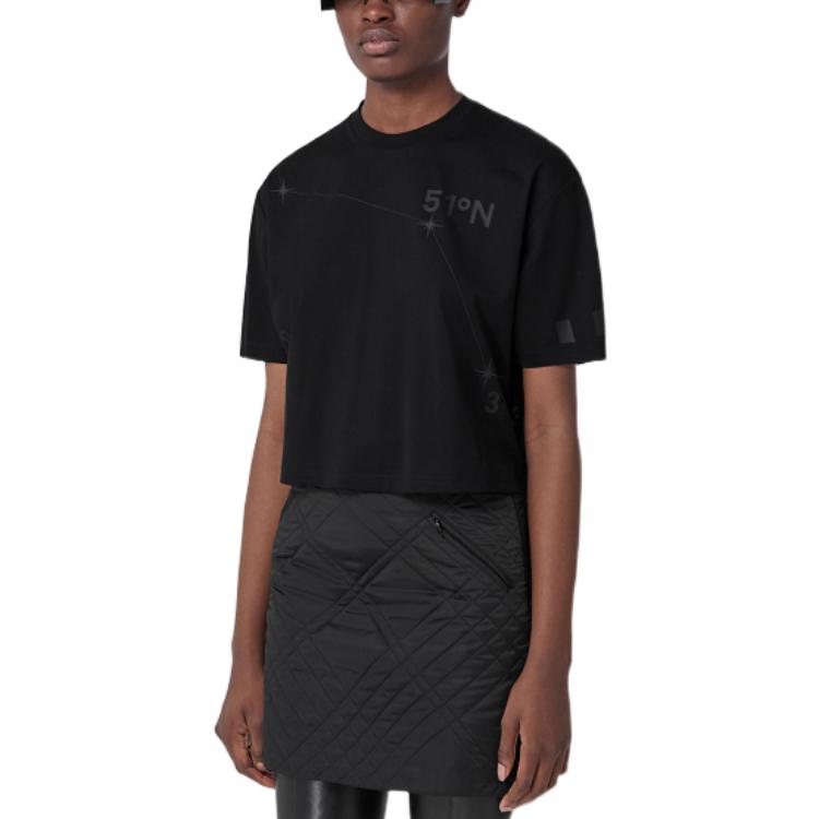 Purchase (W) Camiseta Negra de Manga Corta con Estampado Zodiac Burberry FW22 80614141