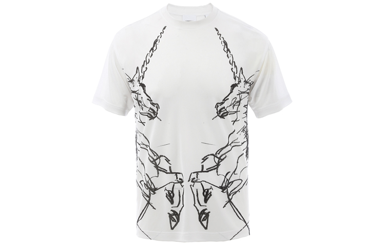(Women) Burberry Abstract Print Crewneck T-Shirt White 80161361