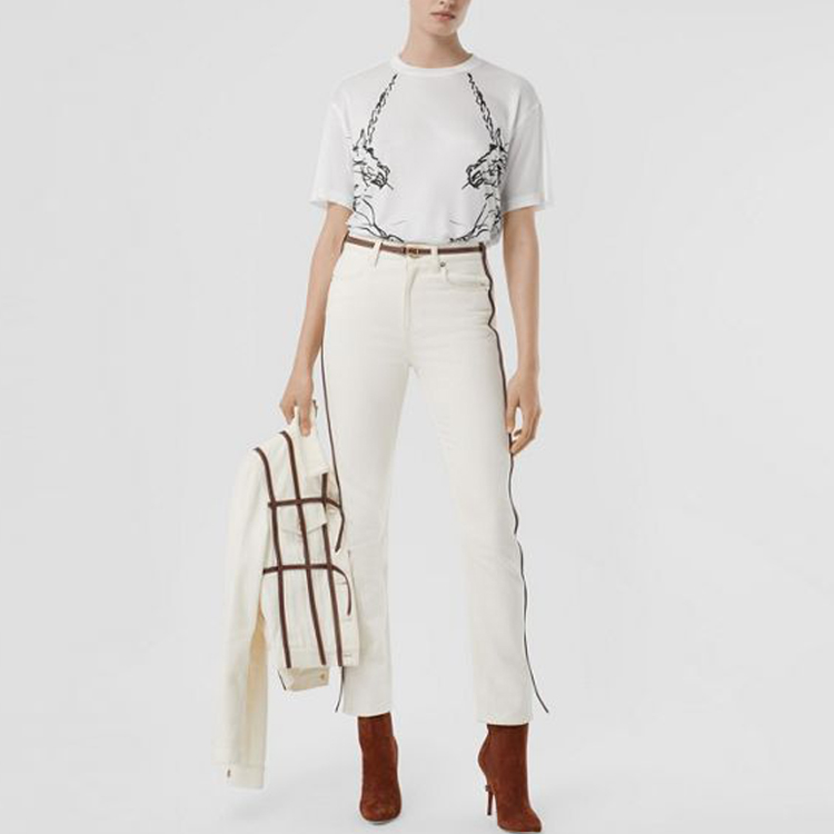 (Women) Burberry Abstract Print Crewneck T-Shirt White 80161361 圖 6