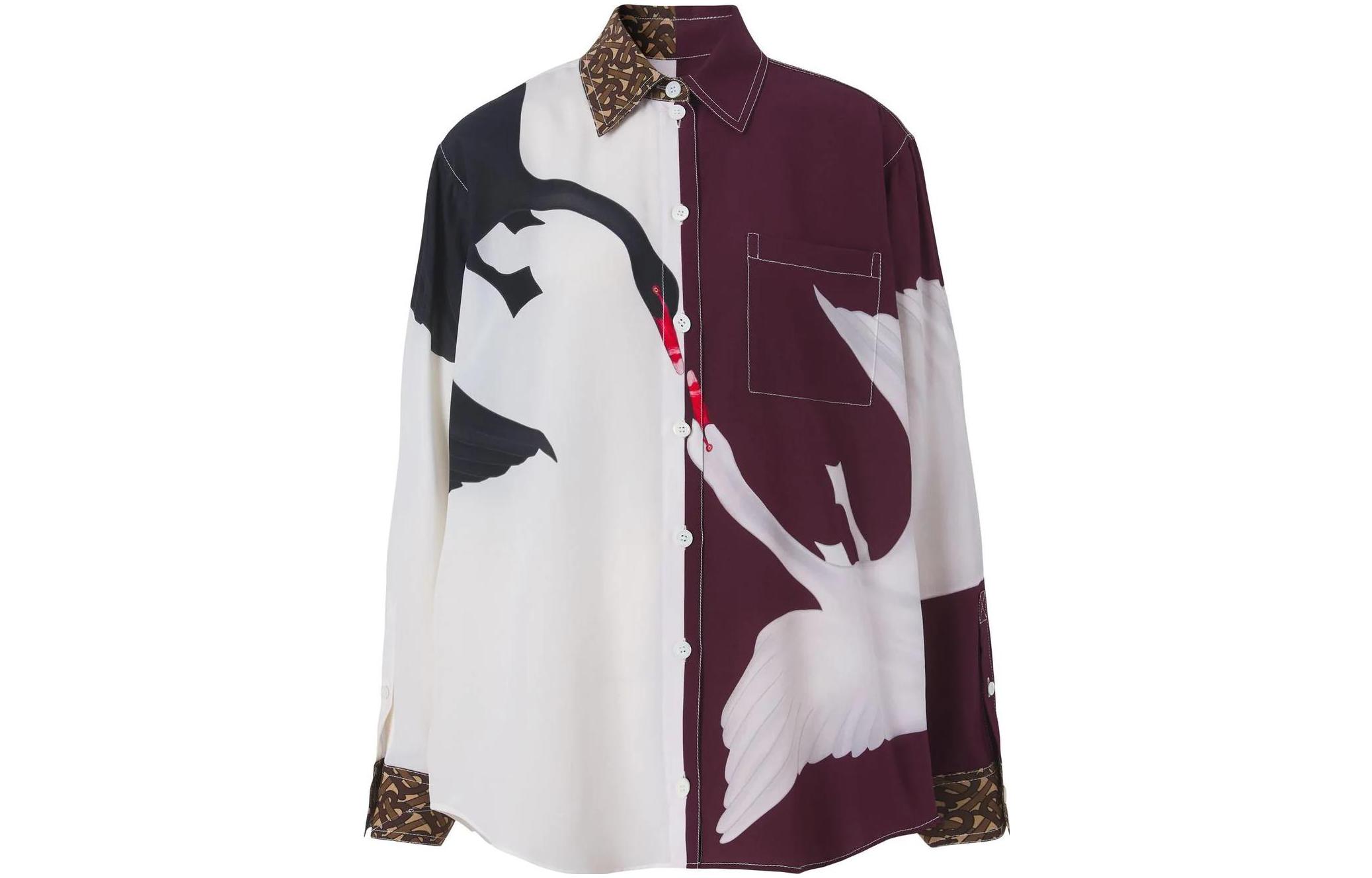 (Women) Burberry Abstract Print Long Sleeve Shirt Purple Women SS22 Collection. 80488511