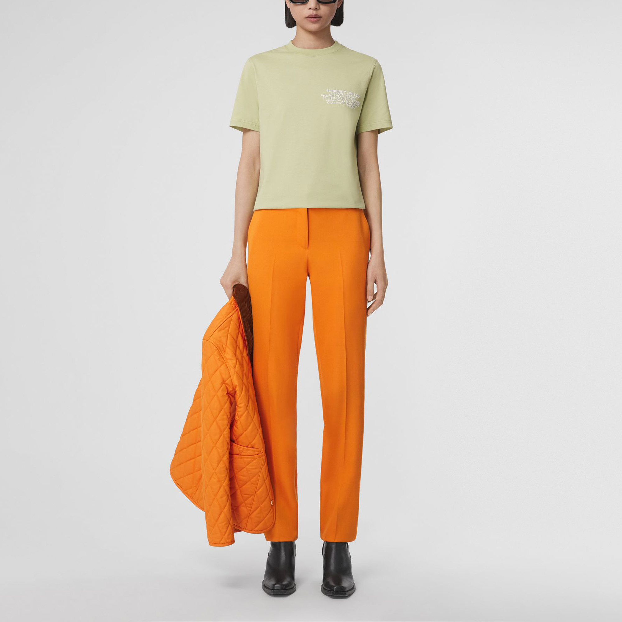 Lookbook (W) 博柏利地址印花宽松版短袖棉质T恤 80434501