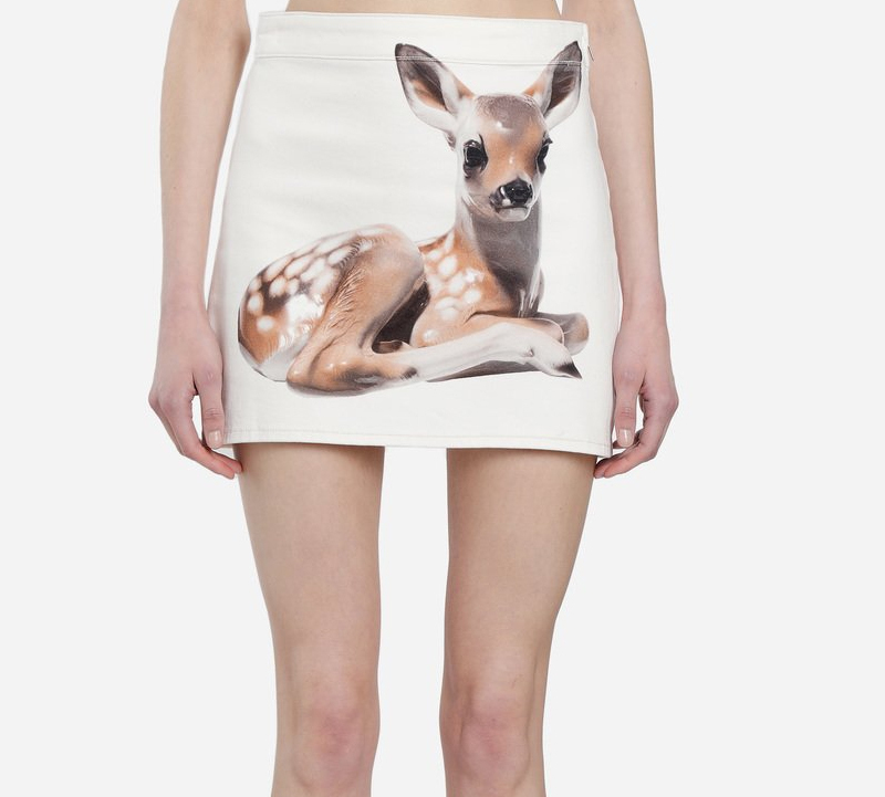 Shop (Women) Burberry Animal Print Zip Denim Skirt White 80245521