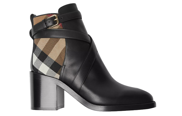 Order (Women) Burberry Ankle Boot 'House Check Black Leather' 80048541