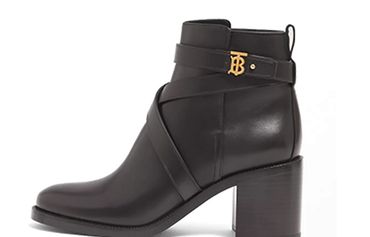 (W) Burberry Ankle Boots 'Signature Pattern Black Leather'