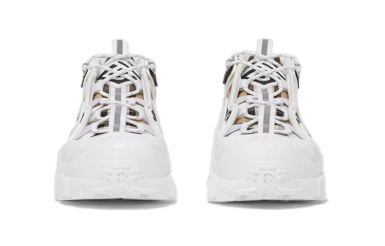 (W) Burberry Arthur Low 'Check Canvas & Leather White Brown Black' 圖 3