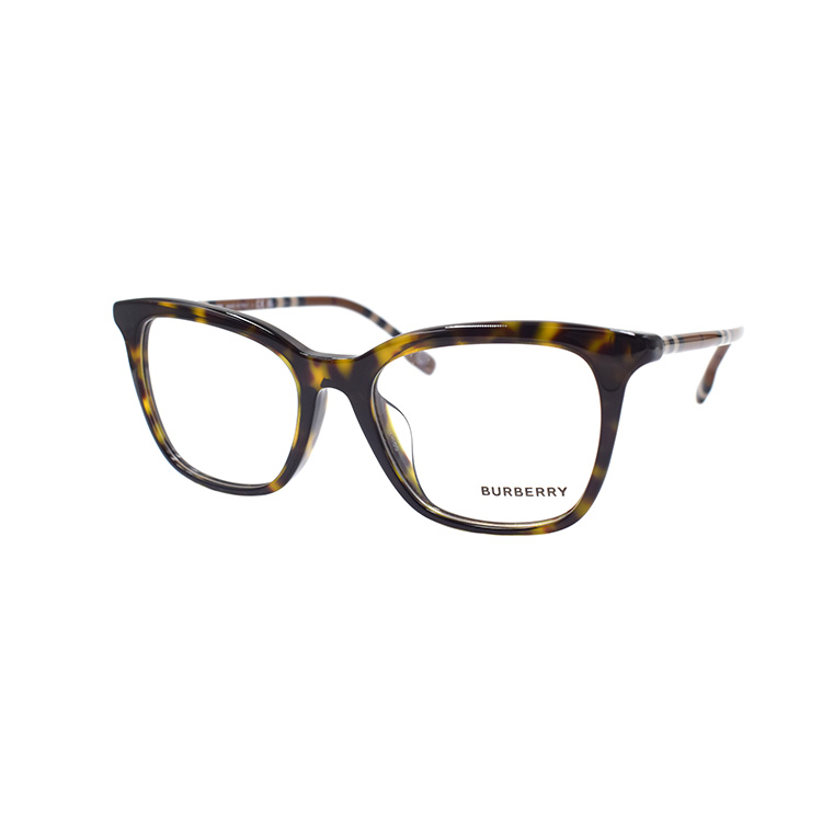 (Women) BURBERRY B. Check  Tortoiseshell Round Square Optical Glasses 2390F. B2390-F-4017