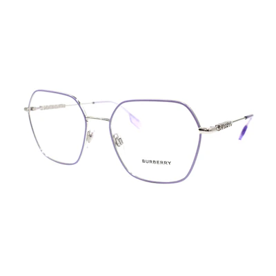 (Women) BURBERRY B. Logo Irregular Metallic Frame Optical Glasses 1381 Women Purple/Silver B1381-1345