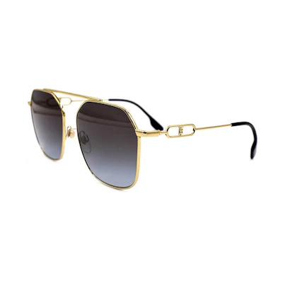 (Women) Burberry B. Monogram Gold/Gradient Grey Sunglasses for Women - Trendy Design. B3124-1109/8G