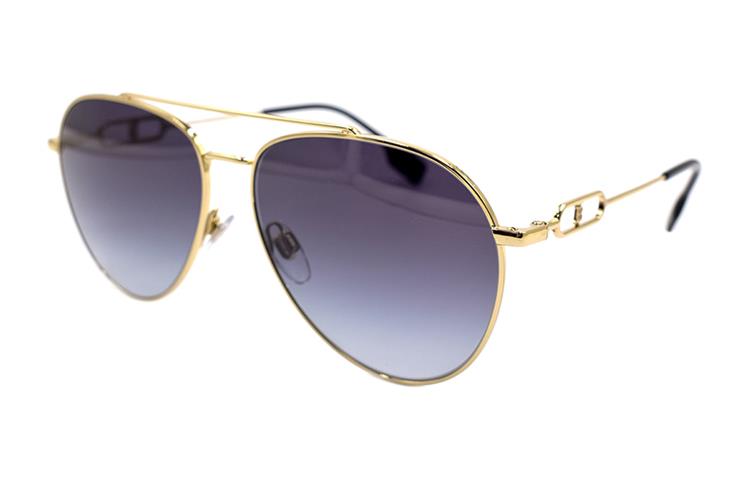 (Women) Burberry B. Monogram Metal Aviator Sunglasses Women Gold/Dark Gray Gradient B3128-1109-8G 圖 2