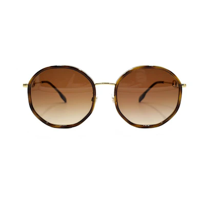 (Women) BURBERRY B. Monogram Tortoiseshell Gold Sunglasses 3127D Trendy Design. B3127-D-1109/13-57