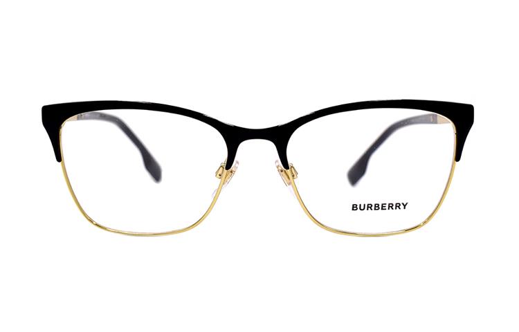 (Women) BURBERRY B. STRIPE Elegant Business Optical Glasses Women Black Gold. B1362 1326