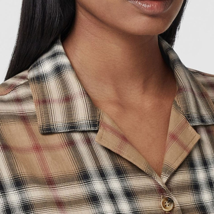 (Women) Burberry Beige Check Cotton Twill Bowling Shirt 80373411 圖 7