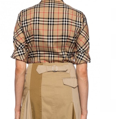 (W) Burberry Kemeja Kasual Lengan Panjang Beige Check 80184751 Shop (W) Burberry Kemeja Kasual Lengan Panjang Beige Check 80184751