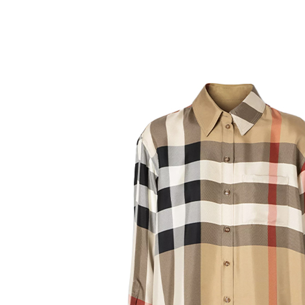 (Women) Burberry Beige Check Print Loose Long Sleeve Shirt 80340901 圖 6