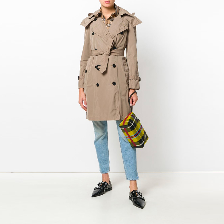Shop (W) Gabardina Burberry Beige Medio Largo con Capucha Desmontable 40624631