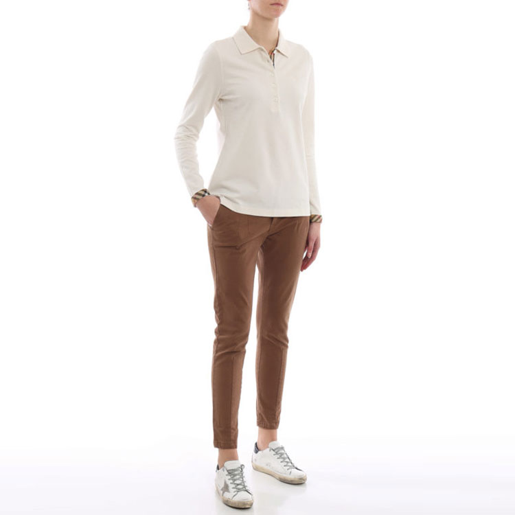 (Women) Burberry Beige Solid Straight Long Sleeve Polo Shirt Casualwear. 80047991 圖 7