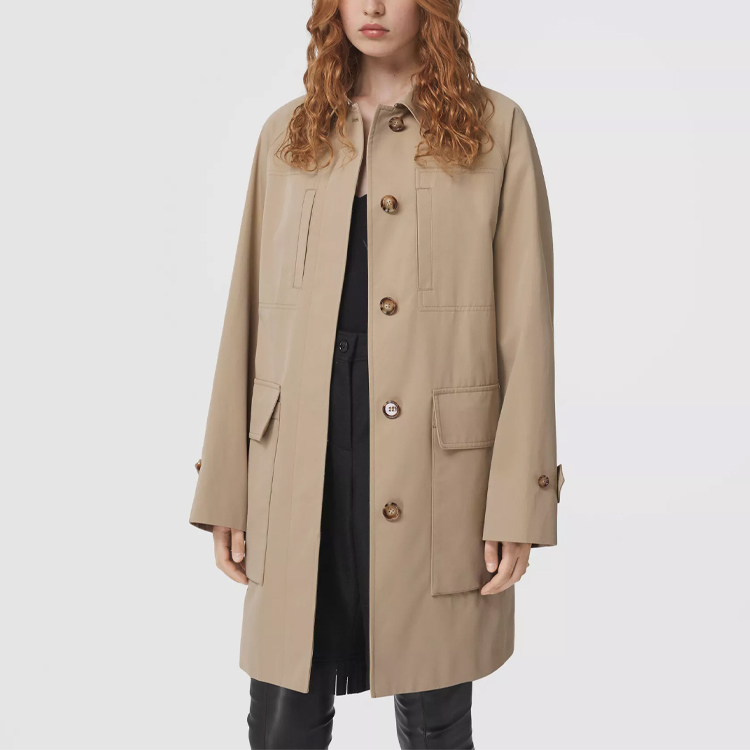 (Women) Burberry Belted Coat Solid Color Logo Design in Honey. 80439401 圖 5