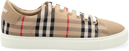 (W) 博柏利经典格纹及皮革复古运动鞋 米色 8017249 Order (W) 博柏利经典格纹及皮革复古运动鞋 米色 8017249