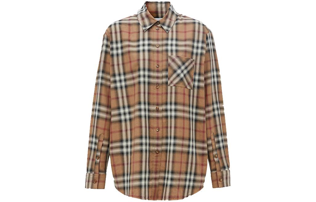 (Women) Burberry Birch Check Cotton Twill Oversized Long Sleeve Shirt 80373051
