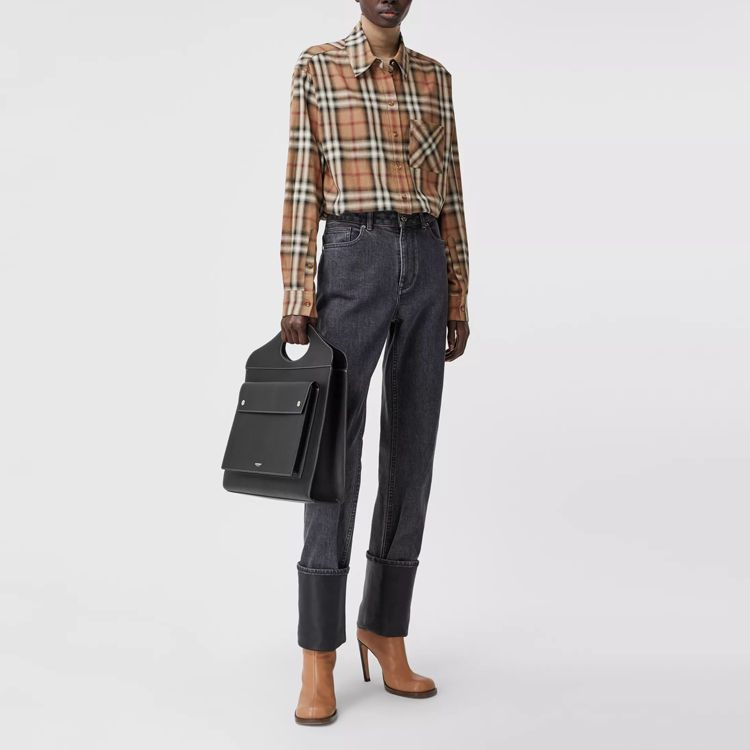 Shop (W) バーバリー バーチチェック コットンツイル オーバーサイズ 長袖シャツ 80373051