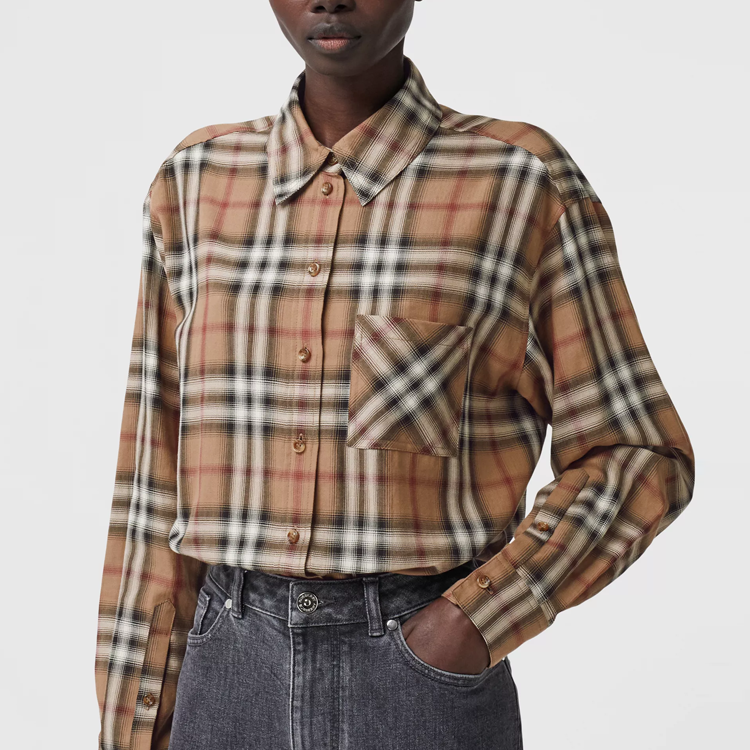 Purchase (W) バーバリー バーチチェック コットンツイル オーバーサイズ 長袖シャツ 80373051