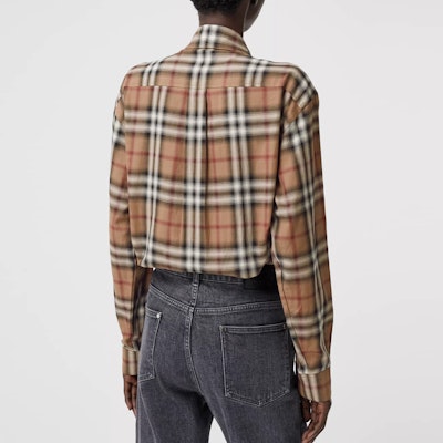 (W) バーバリー バーチチェック コットンツイル オーバーサイズ 長袖シャツ 80373051 Details for (W) バーバリー バーチチェック コットンツイル オーバーサイズ 長袖シャツ 80373051