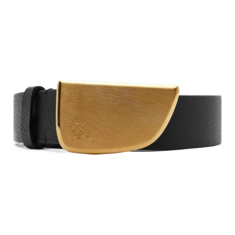 (Women) Burberry Black Calfskin Leather Belt Women’s 3cm with Knight Emblem Design. 80884501